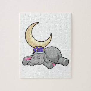 Elephant met Moon Legpuzzel