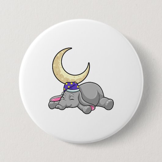 Elephant met Moon Ronde Button 7,6 Cm (Voorkant)