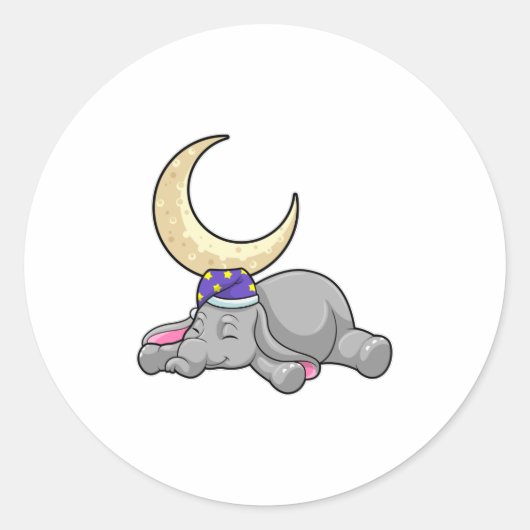 Elephant met Moon Ronde Sticker (Voorkant)