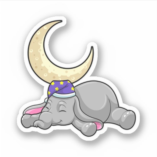 Elephant met Moon Sticker (Voorkant)