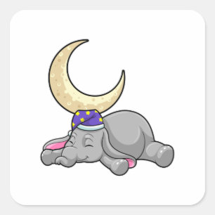Elephant met Moon Vierkante Sticker