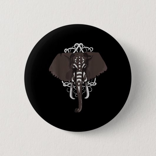 Elephant met oorlogschilder ronde button 5,7 cm (Voorkant)