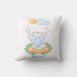 Elephant met oranje bloemen Cushion Baby Kussen