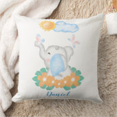 Elephant met oranje bloemen Cushion Baby Kussen (Deken)