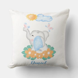 Elephant met oranje bloemen Cushion Baby Kussen