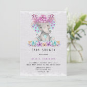 Elephant met Paars Blauwgroen Baby shower van Flor Kaart (Staand voorkant)