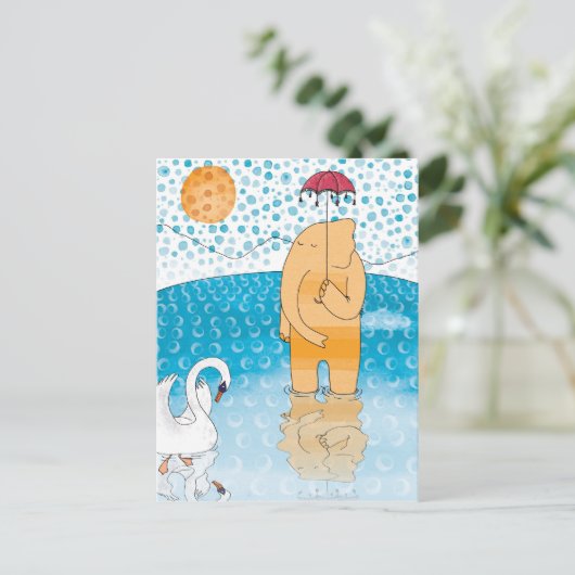 Elephant met paraplu briefkaart (Staand voorkant)