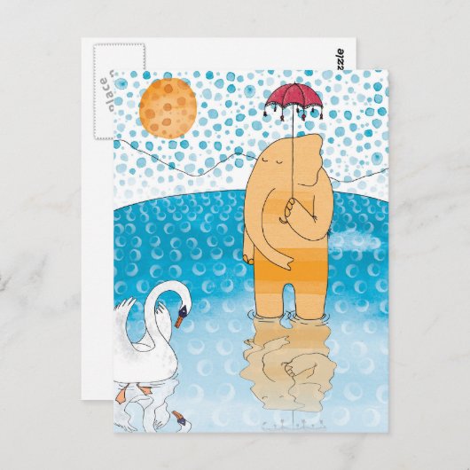 Elephant met paraplu briefkaart (Voorkant / Achterkant)