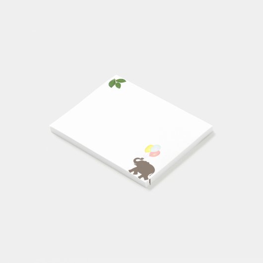 Elephant met partijballonnen en laurbladeren post-it® notes (Schuin)