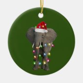 Elephant met Pet licht kerstmis Keramisch Ornament (Voorkant)