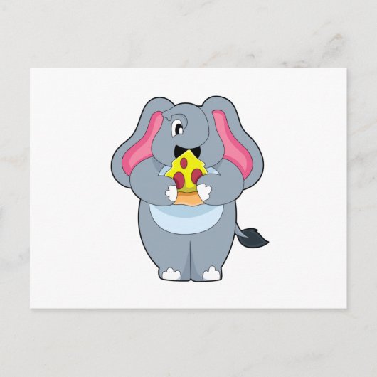Elephant met Pizza Briefkaart (Voorkant)