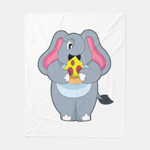 Elephant met Pizza Fleece Deken
