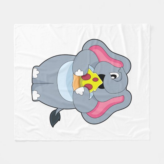 Elephant met Pizza Fleece Deken (Voorkant (Horizontaal))
