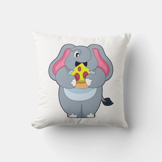 Elephant met Pizza Kussen (Voorkant)