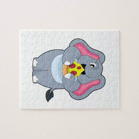 Elephant met Pizza Legpuzzel (Horizontaal)