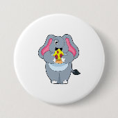 Elephant met Pizza Ronde Button 7,6 Cm (Voorkant)
