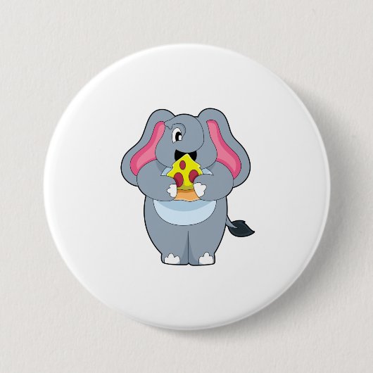 Elephant met Pizza Ronde Button 7,6 Cm (Voorkant)