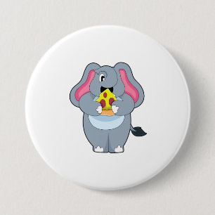 Elephant met Pizza Ronde Button 7,6 Cm