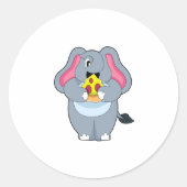 Elephant met Pizza Ronde Sticker (Voorkant)