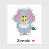 Elephant met Pizza Sticker (Vel)
