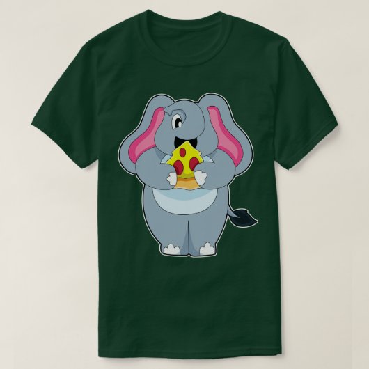 Elephant met Pizza T-shirt (Design voorkant)