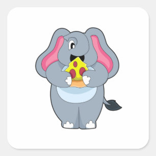Elephant met Pizza Vierkante Sticker