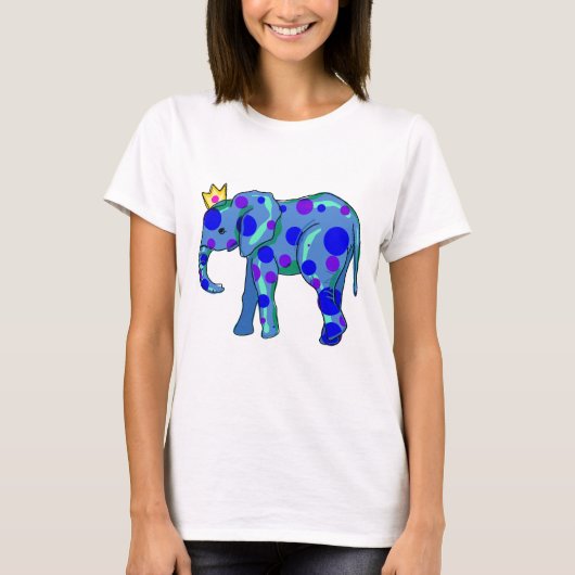 Elephant met Polka Dots en een Fancy kroon T-shirt (Voorkant)