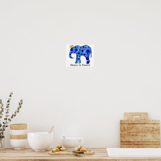 Elephant met Polka Dots Party Poster (Keuken)