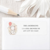 Elephant met roze ballon baby shower etiket (Insitu)