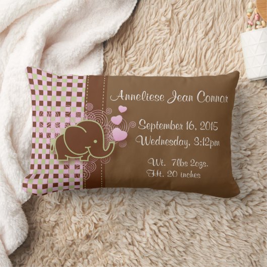 Elephant met roze en bruine speldenachtergrond kussen (Deken)