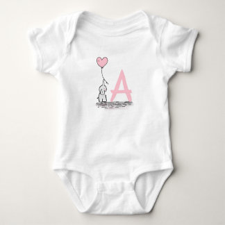 Elephant met roze hartballonmonogram romper