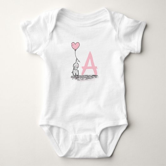 Elephant met roze hartballonmonogram romper (Voorkant)