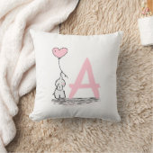 Elephant met roze hartballonmonogram ursery kussen (Deken)