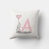Elephant met roze hartballonmonogram ursery kussen (Achterkant)