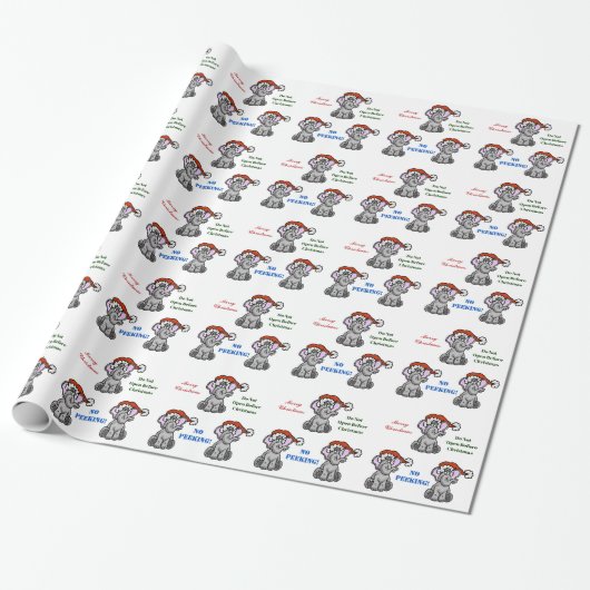 Elephant met Santa Hat past Gift Wrap aan Cadeaupapier (Uitgerold)