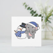 Elephant met Snowman in de winter voor Kerstmis Feestdagenkaart (Staand voorkant)
