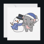 Elephant met Snowman in de winter voor Kerstmis Feestdagenkaart<br><div class="desc">Elephant met sneeuwman in de winter voor Kerstmis - een sneeuwman voor de winter en de kerst. Een wintergroet in het koude seizoen voor de feestdagen. Kerstolifant met sneeuwman.</div>