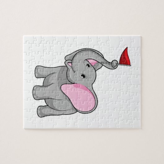 Elephant met vlag legpuzzel (Horizontaal)