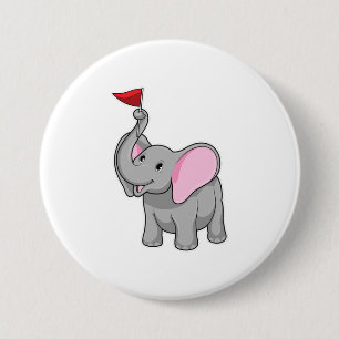 Elephant met vlag ronde button 7,6 cm