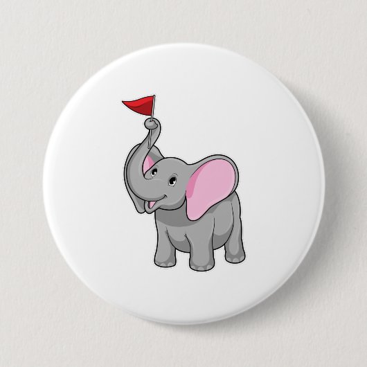 Elephant met vlag ronde button 7,6 cm (Voorkant)