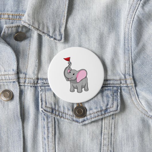 Elephant met vlag ronde button 7,6 cm (In situ)