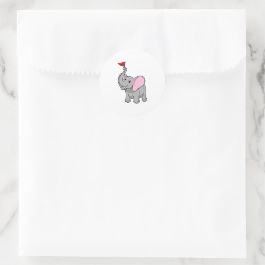 Elephant met vlag ronde sticker (Tas)