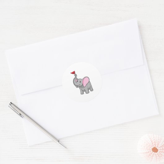 Elephant met vlag ronde sticker (Envelop)