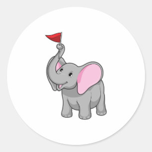 Elephant met vlag ronde sticker