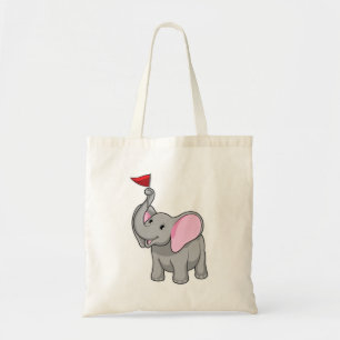 Elephant met vlag tote bag