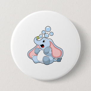 Elephant met waterbellen ronde button 7,6 cm