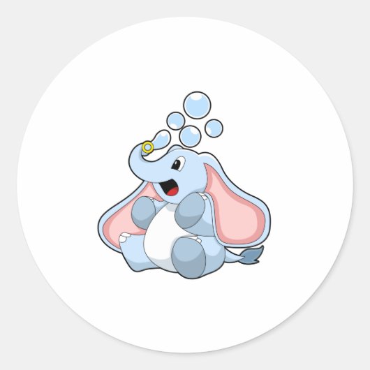 Elephant met waterbellen ronde sticker (Voorkant)
