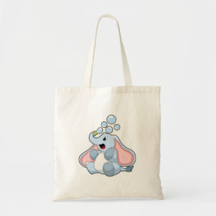 Elephant met waterbellen tote bag
