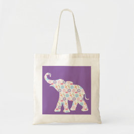 Elephant-met-Waterverf-bloemen Patroon Uniek Tote Bag