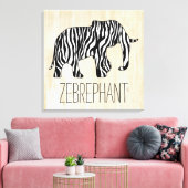 Elephant met Zebra Stripes en uw ideeën Canvas Afdruk (Insitu (Woonkamer))